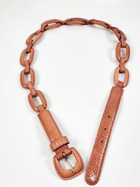 Belt Genuine Snakeskin Salmon Leather Lined Ladies L Unique Rings New Vintage